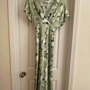 BHLDN Sage Floral Maxi Dress